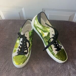 Quattrobarradodici green glitter sneakers size 40 EU 9.5 US